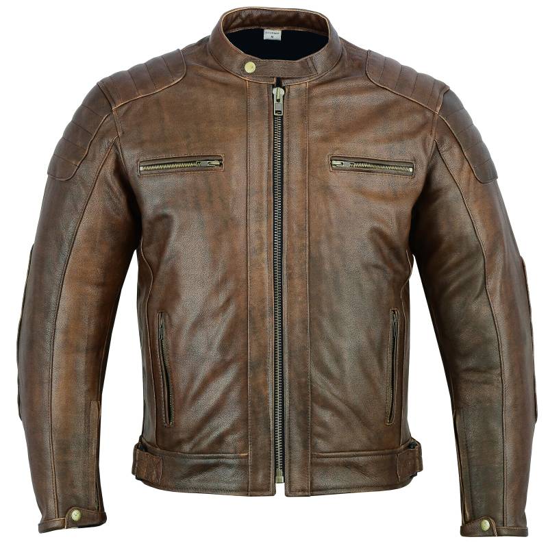 Texpeed Motorrad lederjacke herren mit protektoren - Braun Winter/Sommer Gesteppt echtleder Bikerjacke - Motorrad mit original biker rüstung gepanzert (EN 1621-1) Schutz 4XL von Texpeed