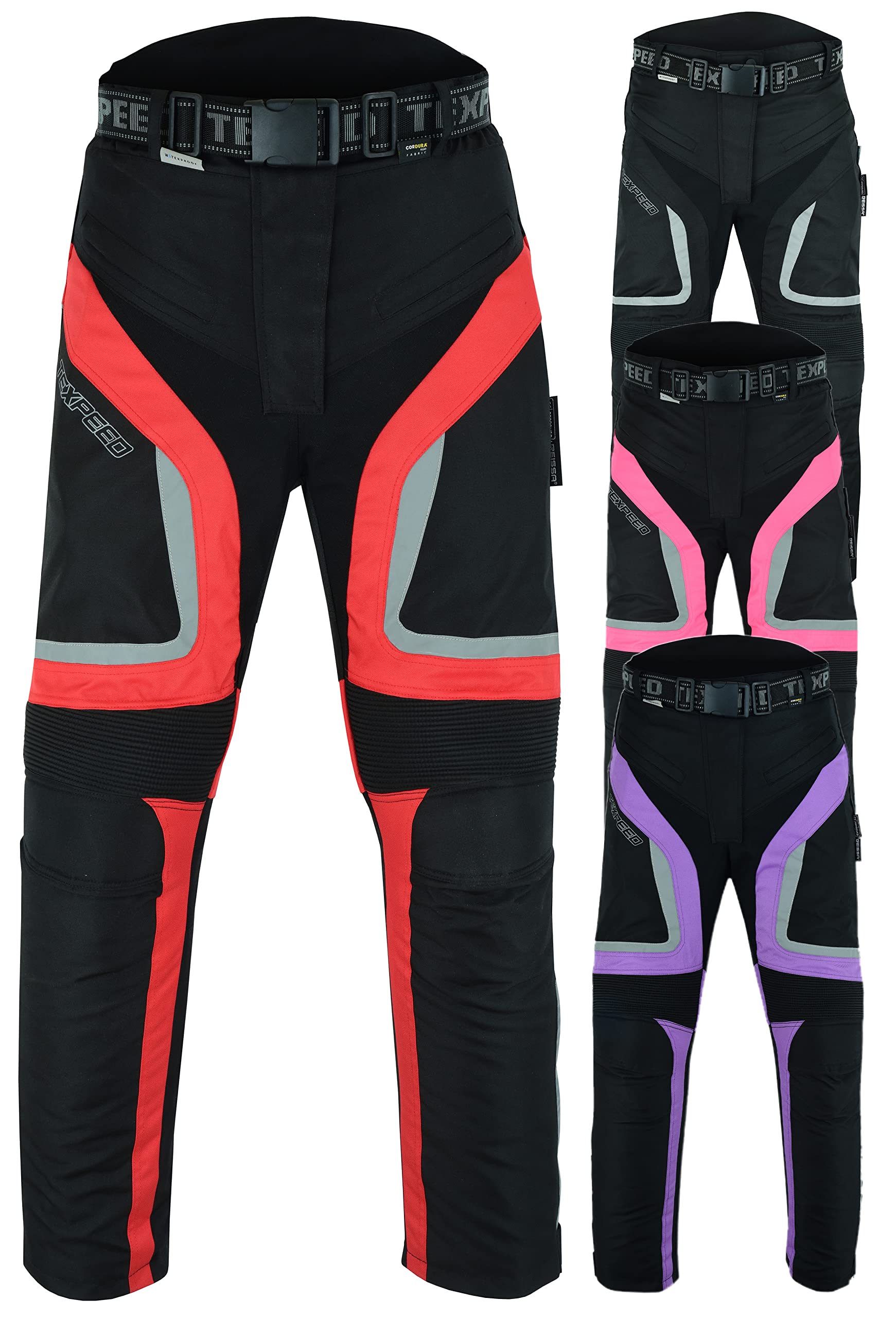 Texpeed Motorradhose Damen Mit Protektoren - Wasserdicht Motorroller Textil Für Sommer oder Winter - Zertifiziert Rüstung (EN 1621-1) Rot - XXL Taille/Lang Bein von Texpeed