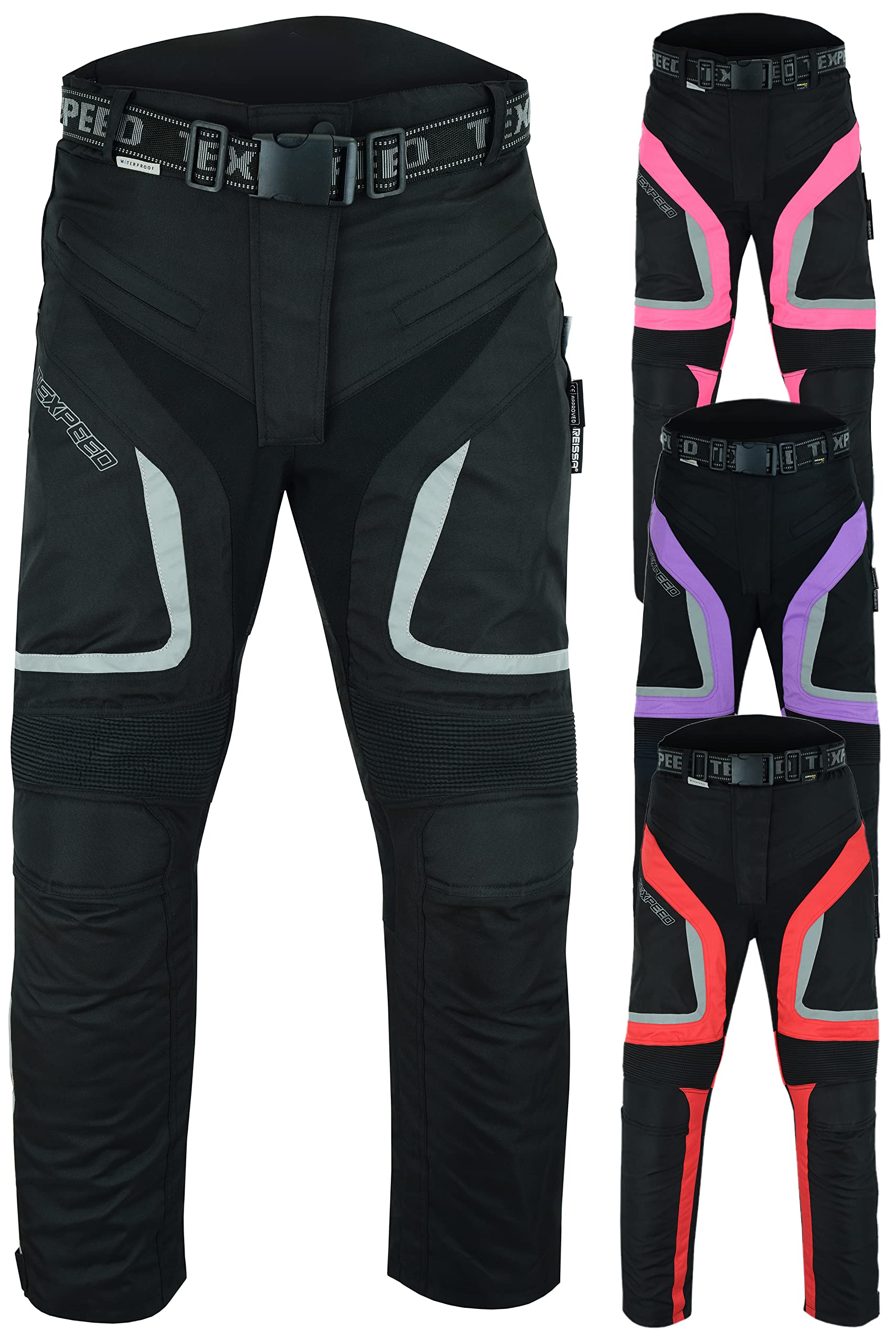 Texpeed Motorradhose Damen Mit Protektoren - Wasserdicht Motorroller Textil Für Sommer oder Winter - Zertifiziert Rüstung (EN 1621-1) Schwarz - XXL Taille/Regulär Bein von Texpeed