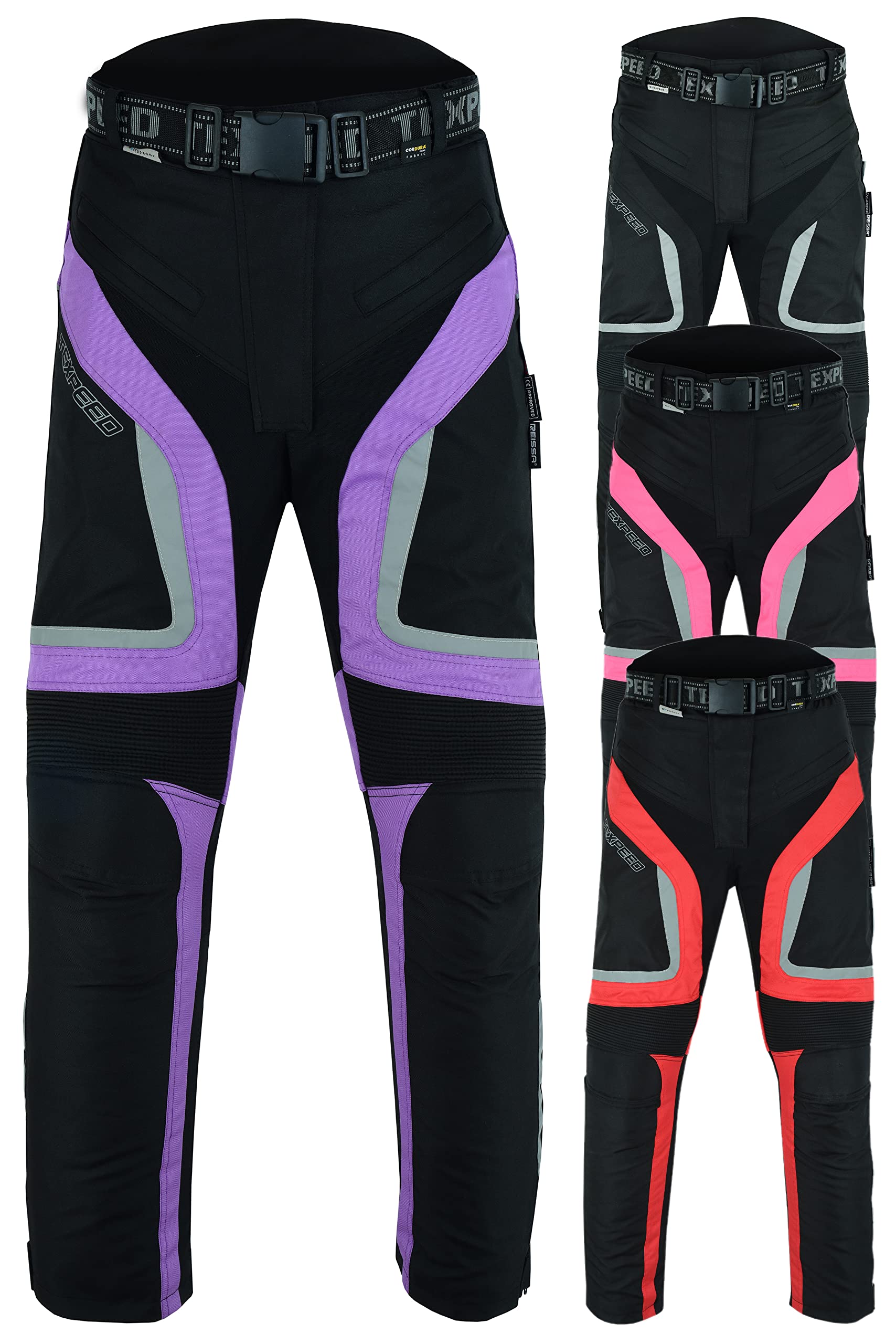 Texpeed Motorradhose Damen Mit Protektoren - Wasserdicht Motorroller Textil Für Sommer oder Winter - Zertifiziert Rüstung (EN 1621-1) Violett - XXL Taille/Kurz Bein von Texpeed