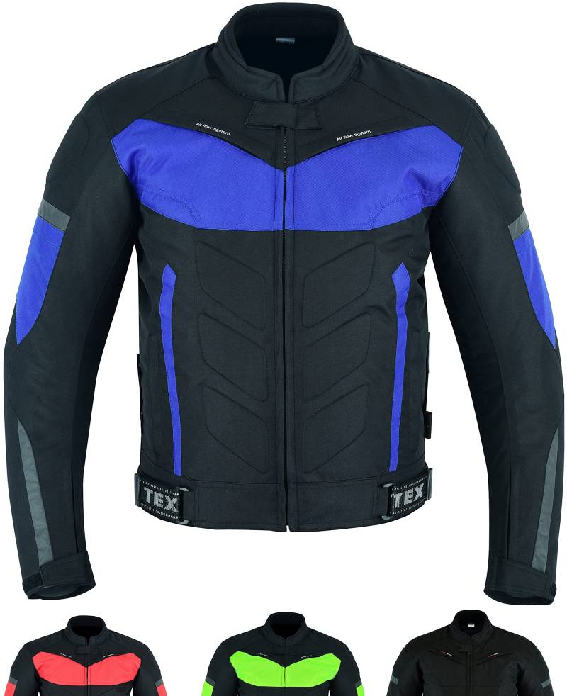 TEXPEED Motorradjacke herren mit protektoren - Motorrad Biker Wasserdicht Jacke Mit Rüstung (EN 1621-1) Blau - 3XL von Texpeed