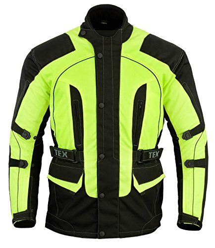 Texpeed Motorradjacke herren mit protektoren - Motorrad Biker Wasserdicht Jacke Mit Rüstung (EN 1621-1) Höhe Sichtbarkeit - Hi Vis Gelb Schwarz - 3XL von Texpeed