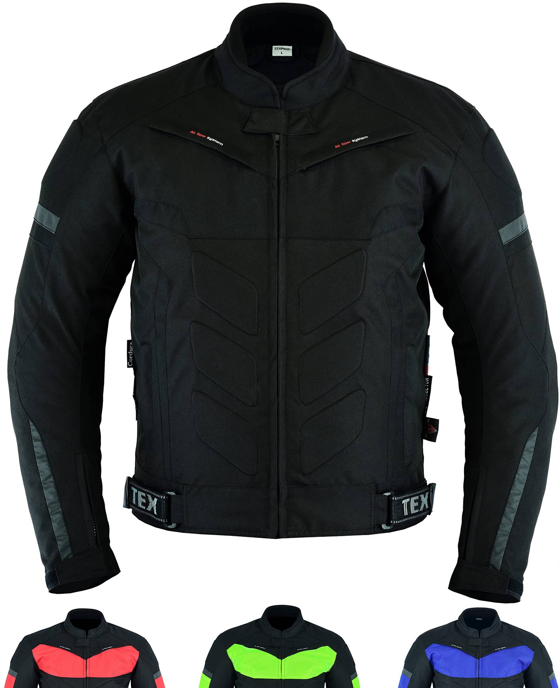 Texpeed Motorradjacke herren mit protektoren - Motorrad Biker Wasserdicht Jacke Mit Rüstung (EN 1621-1) Schwarz - M von Texpeed