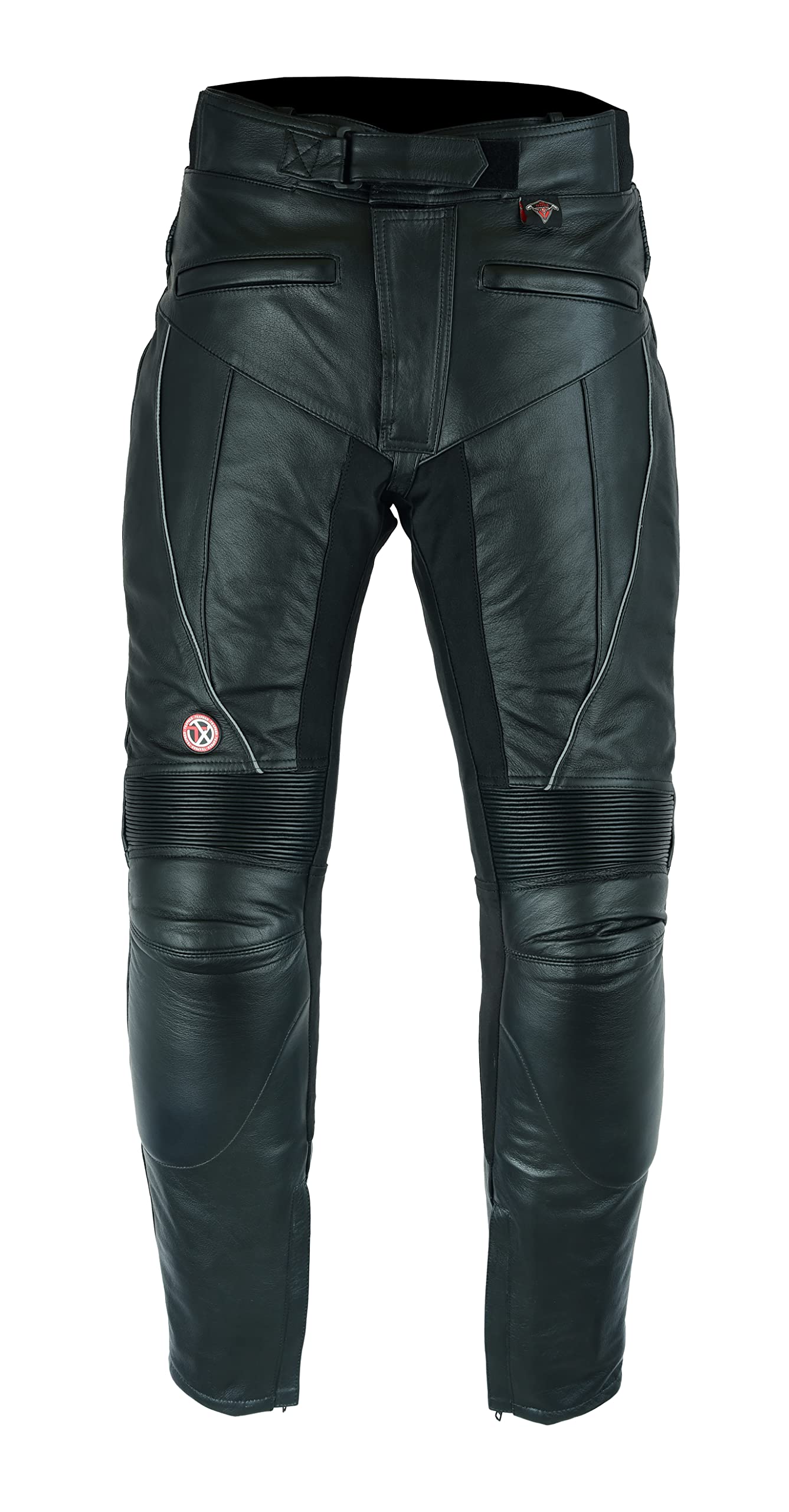 Texpeed motorradhose leder wasserdicht herren mit protektoren - Schwarz Vollnarbiges Lederhose echtleder mit rüstung (EN 1621-1) Biker gepanzerte - L Taille/Kurz Bein von Texpeed