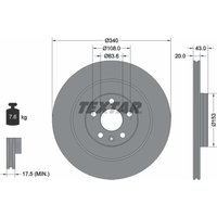 Bremsscheibe TEXTAR 92304503 hinten, belüftet, 1 Stück von Textar