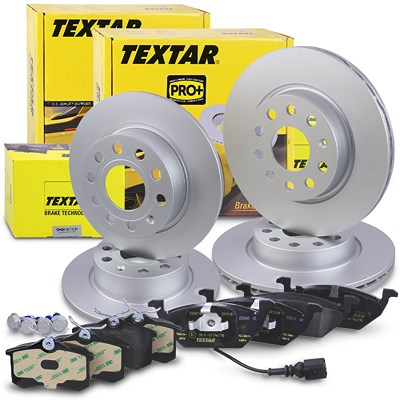 Textar Bremsscheiben +Bremsbeläge vorne+hinten für Audi, Seat, Skoda, VW Textar Bremsscheiben +Bremsbeläge vorne+hinten für Audi, Seat, Skoda, VW von TEXTAR