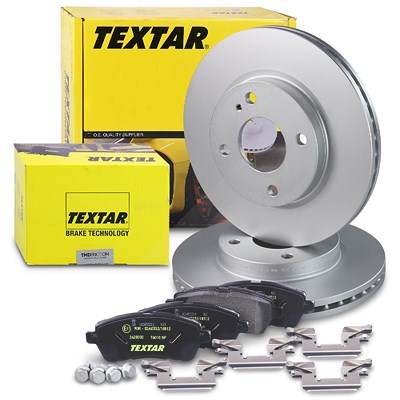Textar Bremsscheiben +Bremsbeläge vorne für Ford von TEXTAR