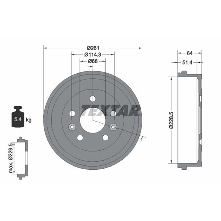 TEXTAR Bremstrommel Dacia Duster Nissan Juke von TEXTAR