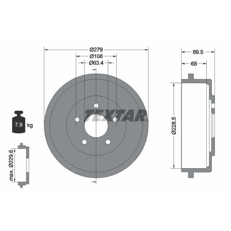 TEXTAR Bremstrommel Ford Tourneo Transit von TEXTAR