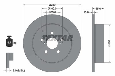 Textar 1x Bremsscheibe [Hersteller-Nr. 92135703] für Toyota von TEXTAR