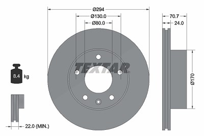 Textar 1x Bremsscheibe [Hersteller-Nr. 92153400] für Ldv, Maxus von TEXTAR