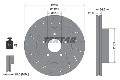 Textar 1x Bremsscheibe [Hersteller-Nr. 92165005] für Mercedes-Benz von TEXTAR