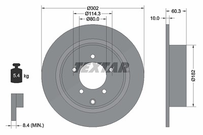 Textar 1x Bremsscheibe [Hersteller-Nr. 92177303] für Baic, Chrysler, Dodge, Jeep, Lancia, Mitsubishi, Peugeot von TEXTAR