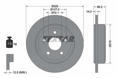 Textar 1x Bremsscheibe [Hersteller-Nr. 92177403] für Jeep von TEXTAR