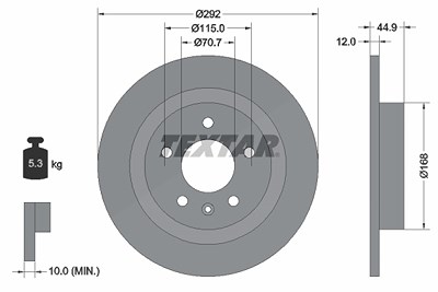 Textar 1x Bremsscheibe [Hersteller-Nr. 92205703] für Chevrolet, Opel, Vauxhall von TEXTAR
