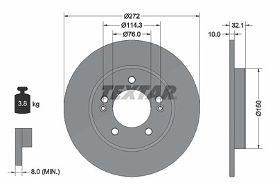 Textar 1x Bremsscheibe [Hersteller-Nr. 92291703] für Hyundai, Kia von TEXTAR