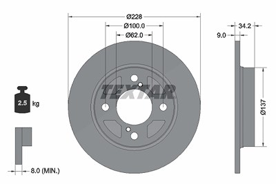 Textar 1x Bremsscheibe [Hersteller-Nr. 92303603] für Suzuki von TEXTAR