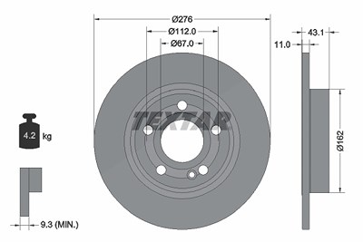 Textar 1x Bremsscheibe [Hersteller-Nr. 92316803] für Mercedes-Benz von TEXTAR