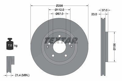 Textar 1x Bremsscheibe [Hersteller-Nr. 92324903] für Kg Mobility, Ssangyong von TEXTAR