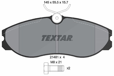 Textar Bremsbelagsatz, Scheibenbremse [Hersteller-Nr. 2148101] für Ford, Ldv, Nissan von TEXTAR