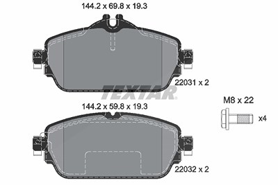 Textar Bremsbelagsatz, Scheibenbremse [Hersteller-Nr. 2203102] für Mercedes-Benz von TEXTAR