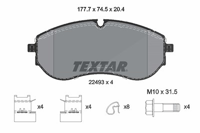 Textar Bremsbelagsatz, Scheibenbremse [Hersteller-Nr. 2249301] für Man, VW von TEXTAR