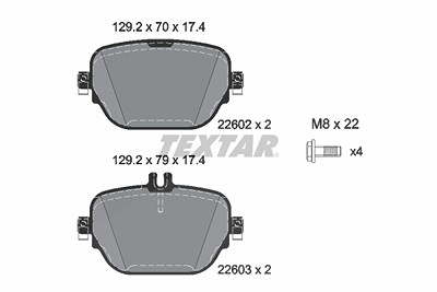 Textar Bremsbelagsatz, Scheibenbremse [Hersteller-Nr. 2260201] für Mercedes-Benz von TEXTAR