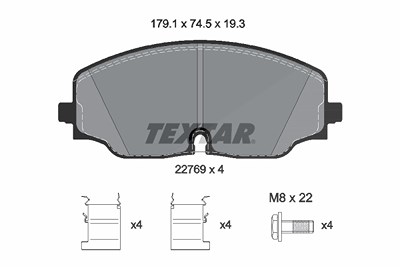 Textar Bremsbelagsatz, Scheibenbremse [Hersteller-Nr. 2276901] für VW von TEXTAR