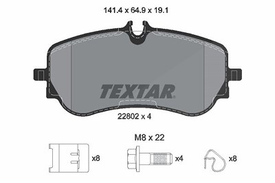 Textar Bremsbelagsatz, Scheibenbremse [Hersteller-Nr. 2280201] für Man, VW von TEXTAR