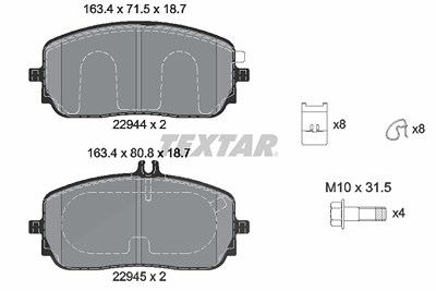 Textar Bremsbelagsatz, Scheibenbremse [Hersteller-Nr. 2294401] für Mercedes-Benz von TEXTAR
