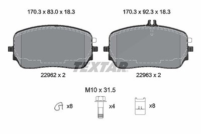 Textar Bremsbelagsatz, Scheibenbremse [Hersteller-Nr. 2296201] für Mercedes-Benz von TEXTAR