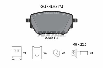 Textar Bremsbelagsatz, Scheibenbremse [Hersteller-Nr. 2298601] für Mercedes-Benz von TEXTAR