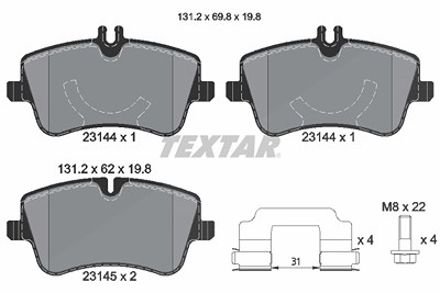 Textar Bremsbelagsatz, Scheibenbremse [Hersteller-Nr. 2314401] für Mercedes-Benz von TEXTAR