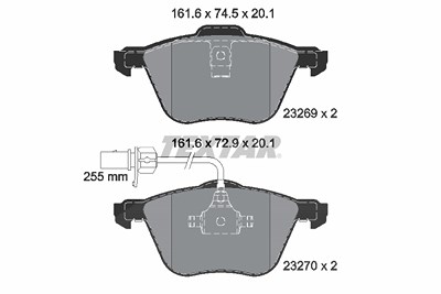 Textar Bremsbelagsatz, Scheibenbremse [Hersteller-Nr. 2326903] für Ford, Seat, VW von TEXTAR