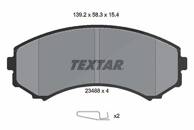 Textar Bremsbelagsatz, Scheibenbremse [Hersteller-Nr. 2348801] für Isuzu, Mazda, Mitsubishi von TEXTAR