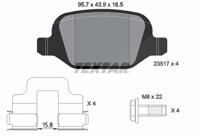 Textar Bremsbelagsatz, Scheibenbremse [Hersteller-Nr. 2351703] für Alfa Romeo, Fiat, Lancia von TEXTAR