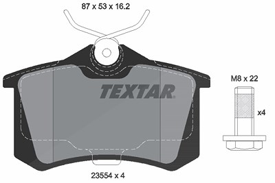 Textar Bremsbelagsatz, Scheibenbremse [Hersteller-Nr. 2355406] für Citroën, Nissan, Opel, Renault von TEXTAR