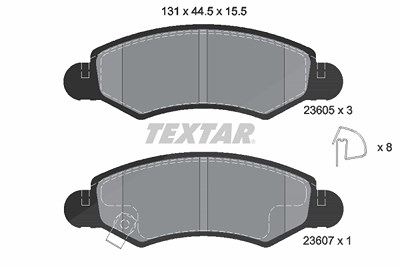 Textar Bremsbelagsatz, Scheibenbremse [Hersteller-Nr. 2360501] für Opel, Subaru, Suzuki, Vauxhall von TEXTAR