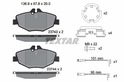 Textar Bremsbelagsatz, Scheibenbremse [Hersteller-Nr. 2374303] für Mercedes-Benz von TEXTAR