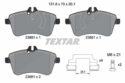 Textar Bremsbelagsatz, Scheibenbremse [Hersteller-Nr. 2388101] für Mercedes-Benz von TEXTAR