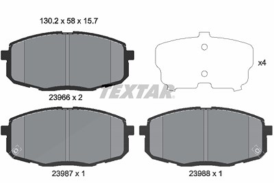 Textar Bremsbelagsatz, Scheibenbremse [Hersteller-Nr. 2396601] für Hyundai, Kia von TEXTAR