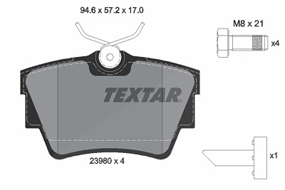Textar Bremsbelagsatz, Scheibenbremse [Hersteller-Nr. 2398001] für Fiat, Nissan, Opel, Renault von TEXTAR