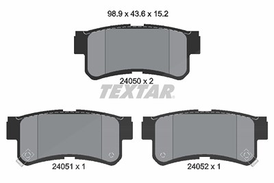 Textar Bremsbelagsatz, Scheibenbremse [Hersteller-Nr. 2405001] für Gm Korea, Ssangyong von TEXTAR