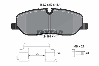 Textar Bremsbelagsatz, Scheibenbremse [Hersteller-Nr. 2419101] für Land Rover von TEXTAR