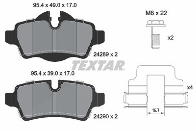 Textar Bremsbelagsatz, Scheibenbremse [Hersteller-Nr. 2428901] für Mini von TEXTAR