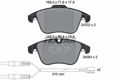 Textar Bremsbelagsatz, Scheibenbremse [Hersteller-Nr. 2433201] für Citroën, Peugeot von TEXTAR