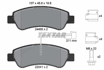 Textar Bremsbelagsatz, Scheibenbremse [Hersteller-Nr. 2446503] für Citroën, Fiat, Opel, Peugeot von TEXTAR