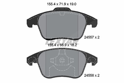 Textar Bremsbelagsatz, Scheibenbremse [Hersteller-Nr. 2455701] für Citroën, Ds, Ds (capsa), Opel, Peugeot, Vauxhall von TEXTAR