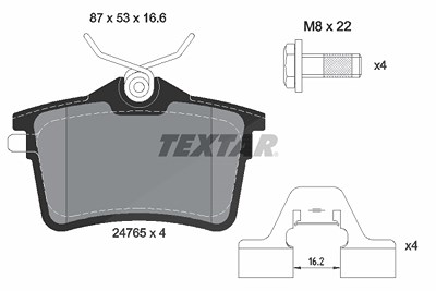 Textar Bremsbelagsatz, Scheibenbremse [Hersteller-Nr. 2476501] für Citroën, Peugeot von TEXTAR