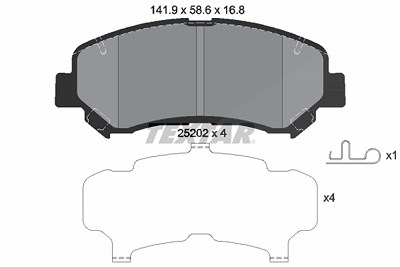 Textar Bremsbelagsatz, Scheibenbremse [Hersteller-Nr. 2520201] für Nissan, Suzuki von TEXTAR